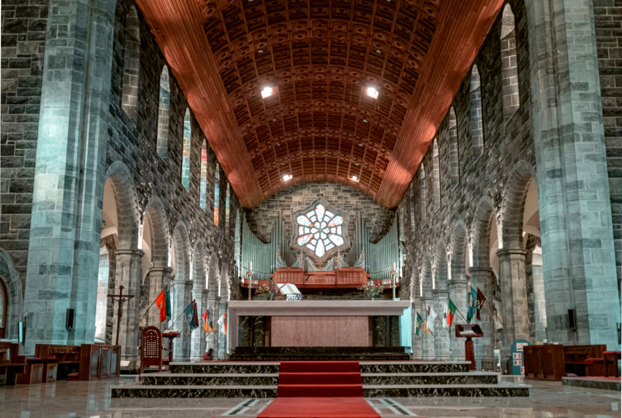 Interior of Galway Cathedral. Completed in 1962, it remains the newest great-stone cathedral in Europe.